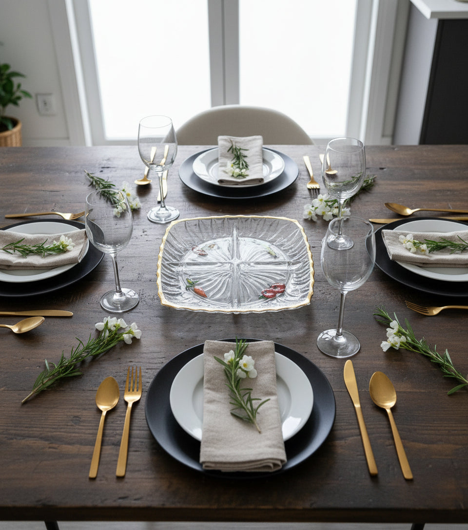 VINTAGE 'EAT YOUR VEGGIES' PLATTER WITH GOLD DETAIL