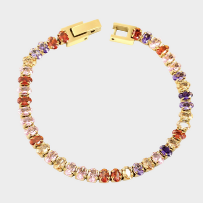 MULTICOLOUR GOLD PLATED TENNIS BRACELET