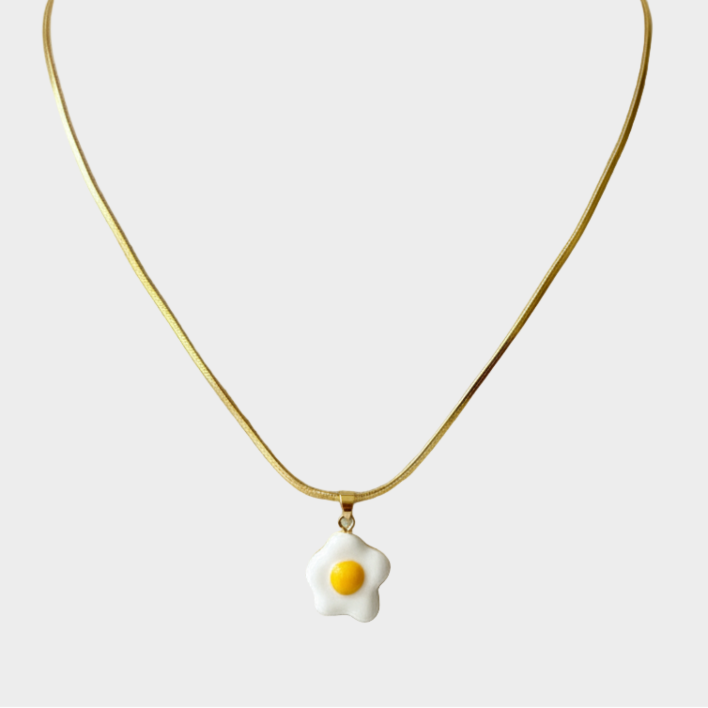 FRIED EGG CERAMIC NECKLACE GOLD
