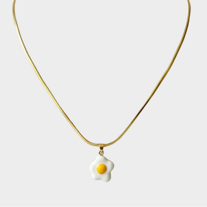 FRIED EGG CERAMIC NECKLACE GOLD