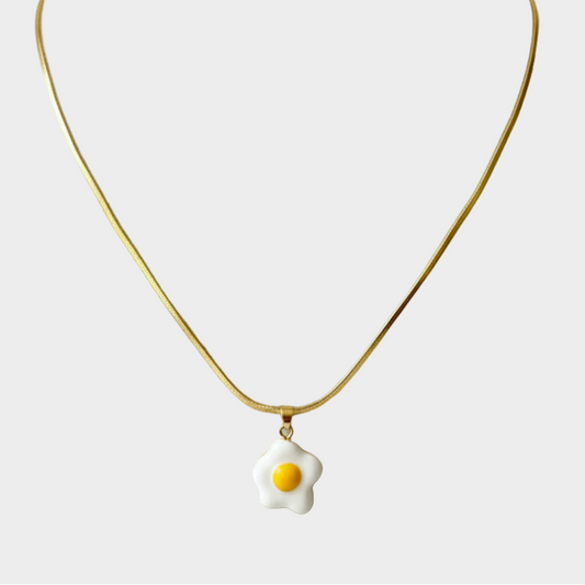 FRIED EGG CERAMIC NECKLACE GOLD